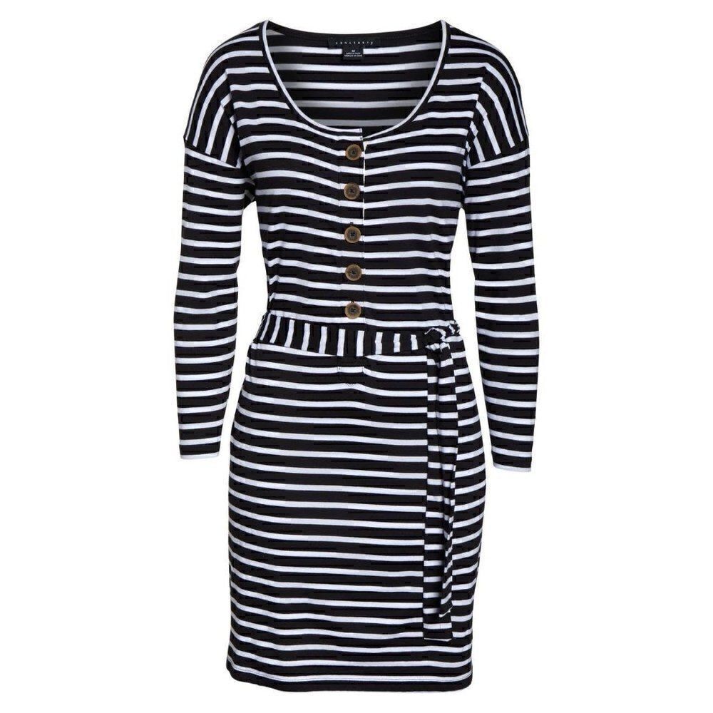 Sanctuary Black/White Dress Large Self-Tie Striped